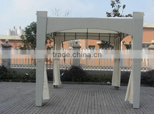 Poly Rattan Gazebo With Curtain photo-4