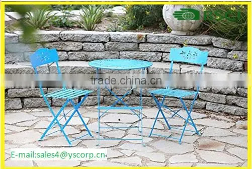 China Company Wholesale Cheap Outdoor Garden Patio Furniture Folding 3PC Table Chair Set Bistro Style Backyard Metal photo-3