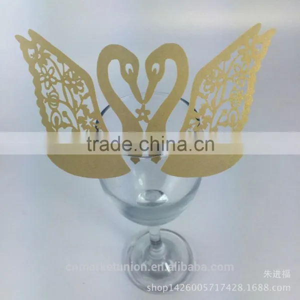 Party Favors Supplier Wine Glass Card Laser Cut Wedding Place Card photo-2