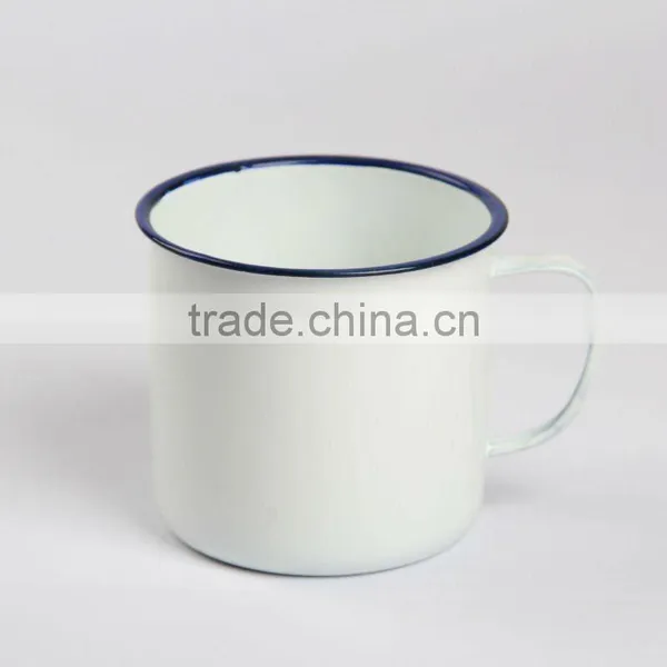 Enamelware Cast Iron Enamel Tea Mug Plain White Coffee Mugs photo-3