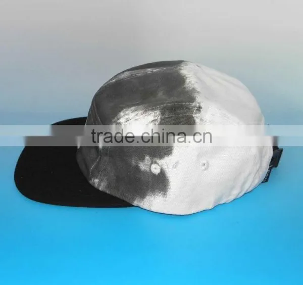 Black &white Washed Tye Dye 5 Panel Hat Sport Cap photo-4