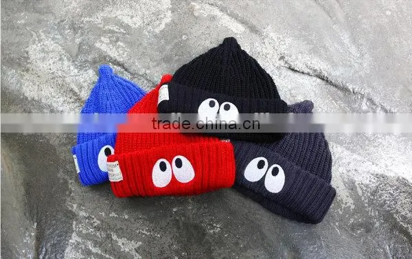 100% Acylic Cottonacrylic Beanie Embroidery Knit Hats/winter Caps photo-6