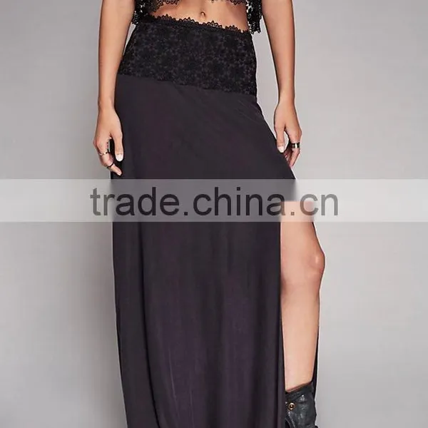 Two Piece Outfits Women Sexy Lace Top and Side Slit Long Skirt 2017 photo-6
