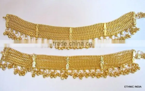 GOLD Tone Chain ANKLET PAYAL Foot Bracelet photo-2