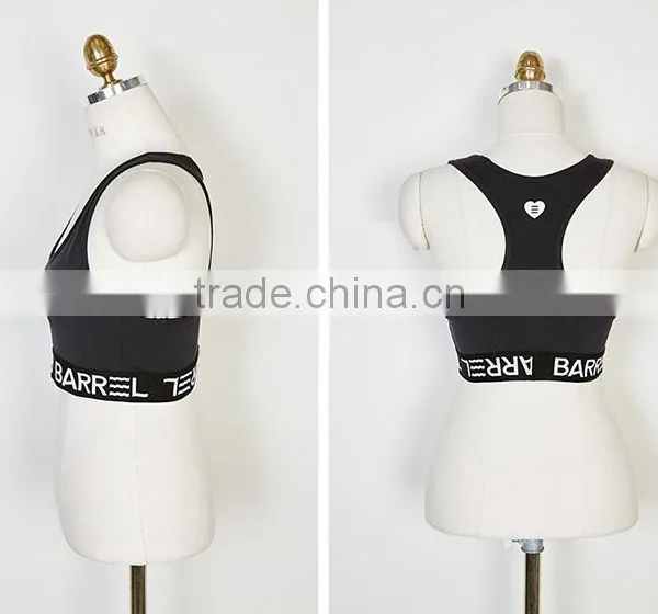 2017 New Fashion Design Customized Your Own Brand Logo Elastic Band 95%Cotton 5%Spandex Sport Crop Top Bralettes photo-3