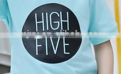 Fashion Custom High Five Word Printed Kids Round Neck Short Sleeve T Shirt OEM Service photo-4