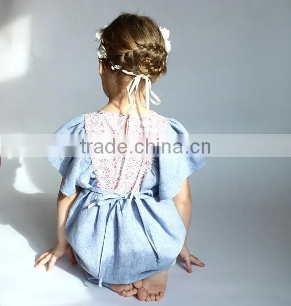 Vintage Floral Printing 100% Linen Girls Fancy Dresses 3-5 Year Old Girl Dress Kids Clothing Wholesale photo-3