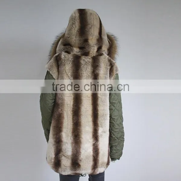 Myfur European Fashion Adults Fur Parka With Faux Fur Lining Real Raccoon Fur Hooded photo-6