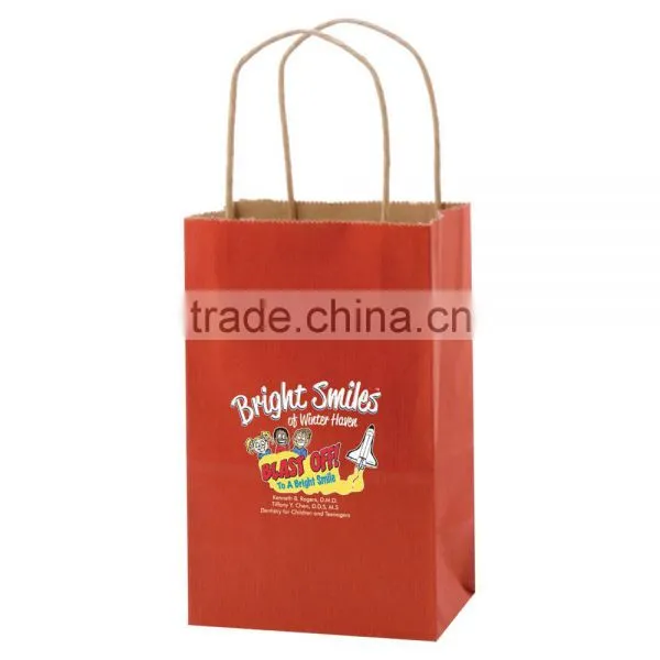 USA Made Solid Tinted Kraft Shopping Bag - Made of Kraft Paper, Dimensions Are 5.25" x 3.25" x 8.5" and Comes With Your Logo. photo-4