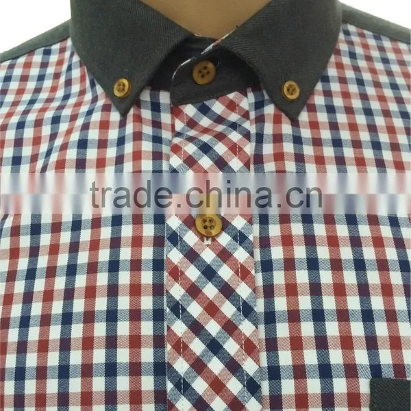 Latest Design Twill Checked With Folder Pocket Contrast Casual Men's Shirt photo-2