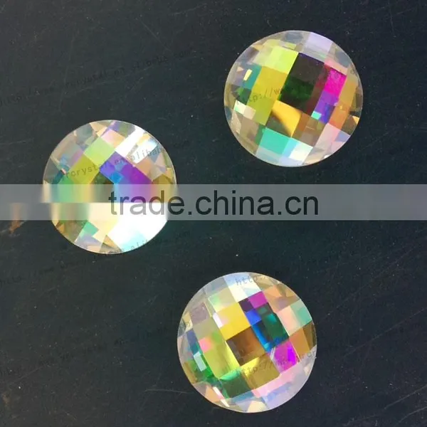 Crystal AB Round Shiny Glass Flat Back Rhinestone Crystal Stone photo-3