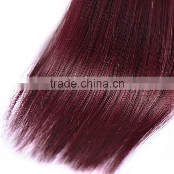Peruvian Virgin Hair 4 Bundles Deals 99J Wine Red Straight Hair 100% Human Hair Weft Weaves Pure Color photo-5