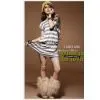 Big Stripe V-neck Connect Body Skirt-jjfashion