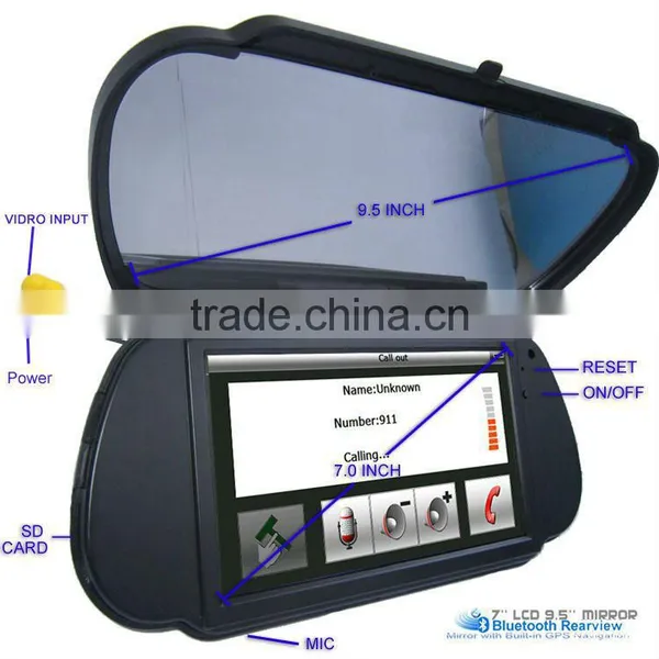 7 Inch GPS Rearview Mirror Bluetooth AV-in FM GPS Navigation photo-5