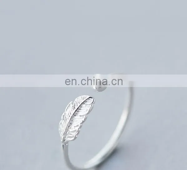 925 Sterling Silver Adjustable Leaf Stacking Ring Minimalist Ring Gift For Her photo-3
