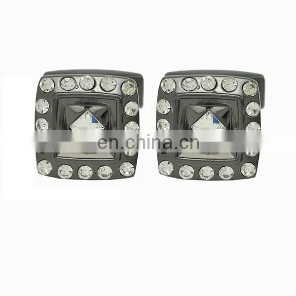 Black Nickel Brass Crystal Cufflinks