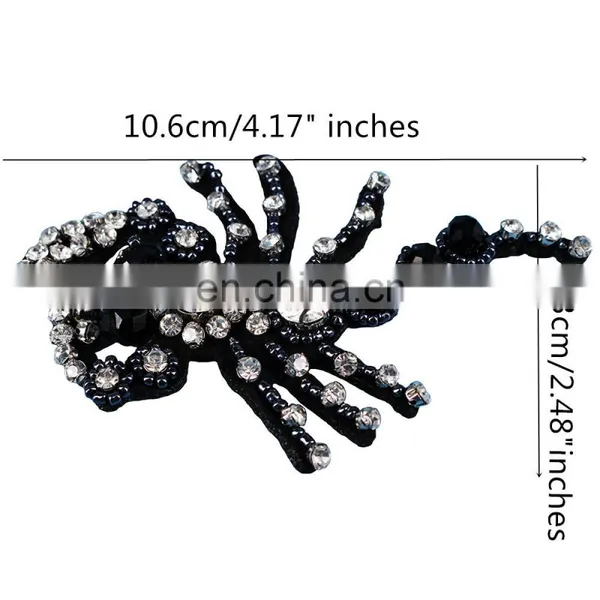 Fashion Beading Crystal Rhinestones Black Scorpion Patches Applique for Garment photo-2
