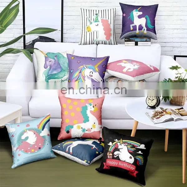 I@home Unicorn Carton Printing Home Decor Car Seat Lumbar Support Pillow Cushion Cover for Sofa