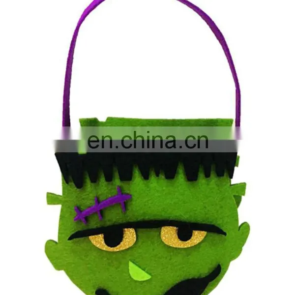 New Customized Printed Skeleton LED Blue Gift Felt Bag for Halloween Crafts photo-6