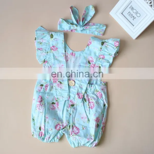 YIFAN 2018 Wholesale Cute Newborn Baby Romper Backless Summer Floral Ruffle Backless Summer Baby Girl Romper photo-2