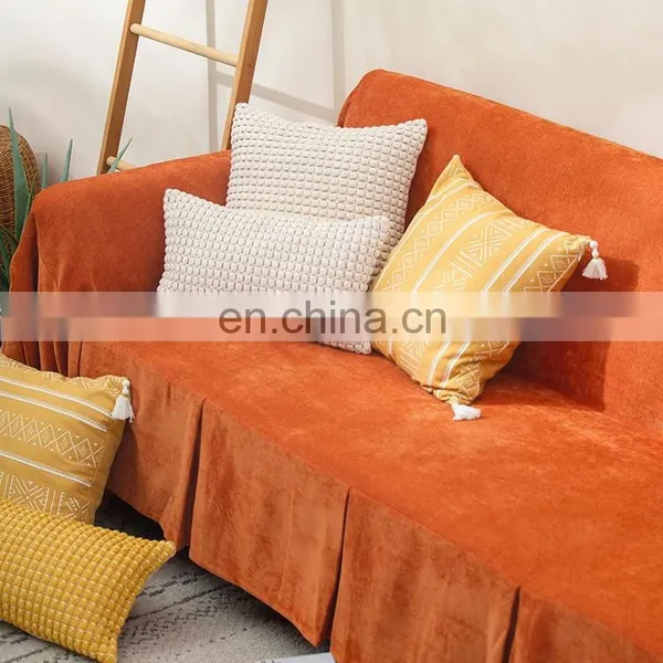 High Quality Colored Sofa Towel Soft Chenille Sofa Fabric Covers photo-3