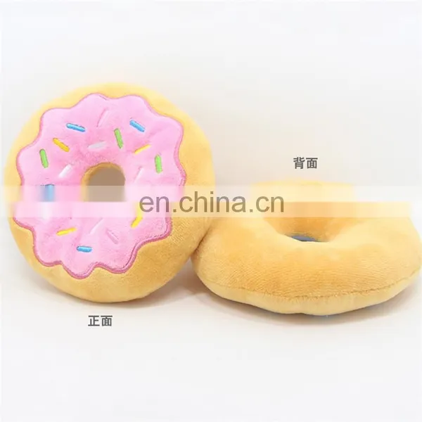 15cm Diameter Squeaky Eco Friendly Plush Doughnut Dog Toy photo-7