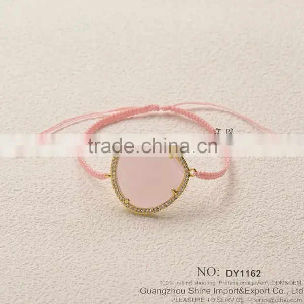 Rose Gold Acrylic Stone Diamond Woven Friendship Bracelet for 2015 New Product Hot Sale photo-4