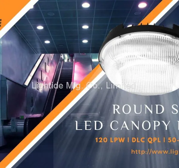 Lightide ETL/IP65 Rated Round LED Gas Station Canopy Lighting Fixtures 100 Watts w/ 5 Yrs Warranty photo-2
