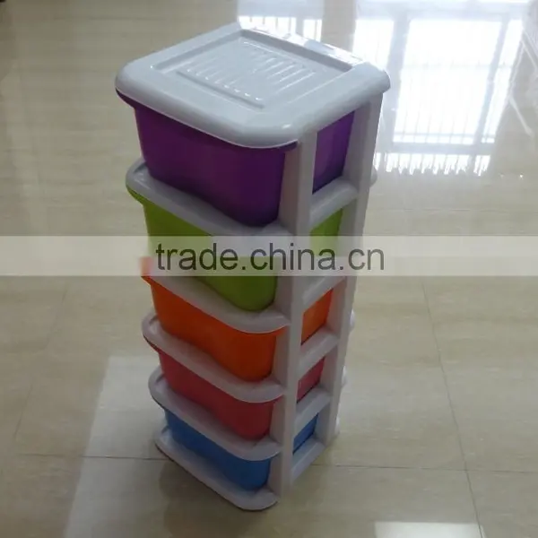 Mini 5 Tier Removable Plastic Storage Drawer or Cabinet With Wheels photo-2