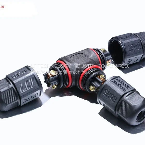 Hot Selling IP68 3 Way T Splitter Waterproof Connector With Screw Fixing Cable 3pin Terminal Connector