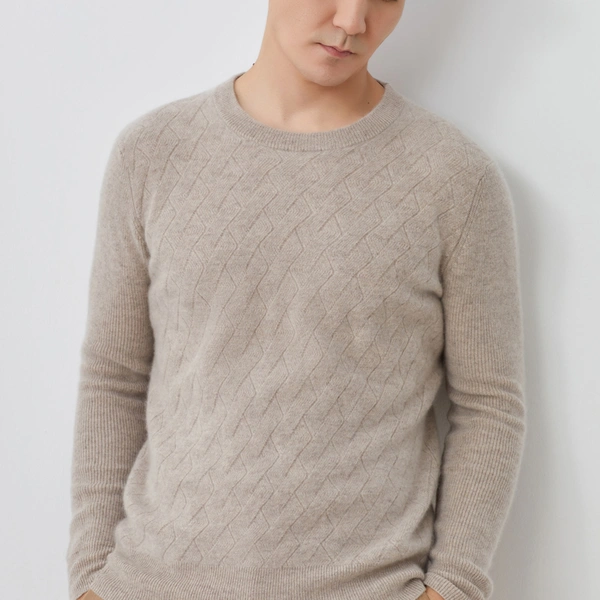 Men′s Casual Pullover  Breathable Anti-shrink Gray Cashmere Sweater
