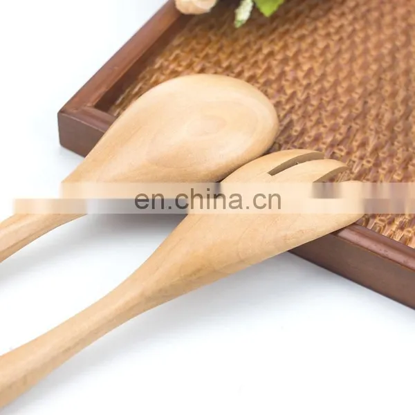 Nature Material Home Kitchen Children's Wooden Lotus Wood Fork and Spoon Cold Salad Spoon photo-4