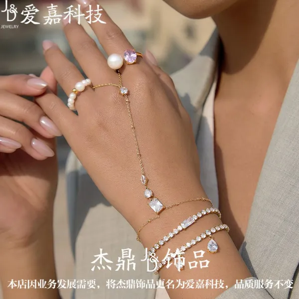 Gold Plated Stainless Steel Tennis Bracelet With CZ Drop Charm for Women Waterproof Adjustable Chain Bracelet Jewelry Wholesale photo-5