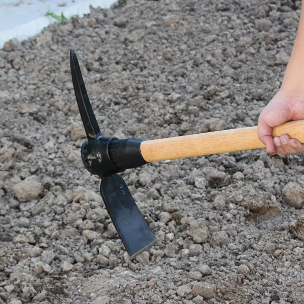 Heavy Duty Rail Steel Pick Axe Mattock Tool for Mining Digging Soil and Construction Work With Wooden Handle photo-4