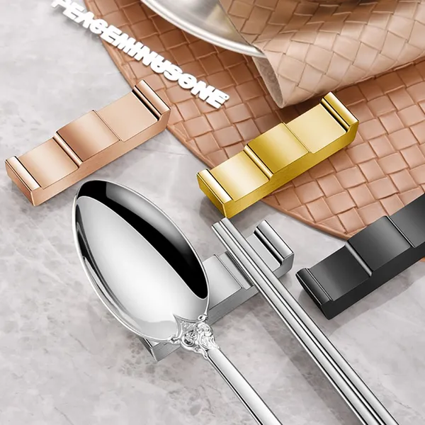 Wholesale Luxury Dual-purpose Metal Chopstick Holder, 304 Stainless Steel Chopstick Rest, Spoon, Fork, and Knife Holder, Table Decoration photo-4