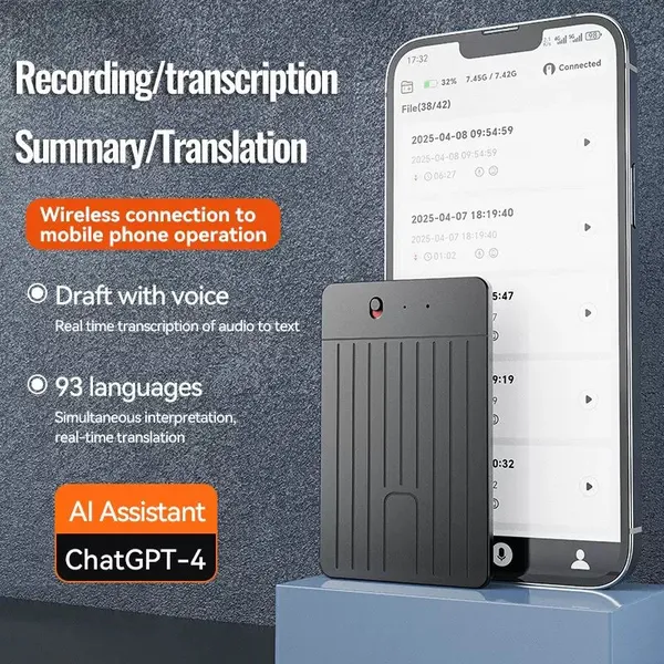 AI Card Recorder Магнитное устройство для записи голоса для мобильных телефонов и деловых встреч