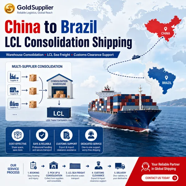 Servicio de envío de consolidación de carga menos contenedor (LCL) de China a Brasil para pequeños importadores