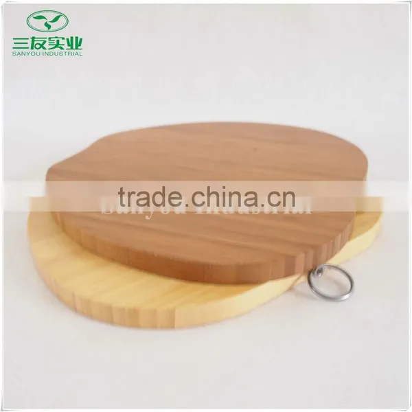 High Quality Apple Shape Natural Bamboo Cutting Board With Hanging Ring OEM in Nanchang