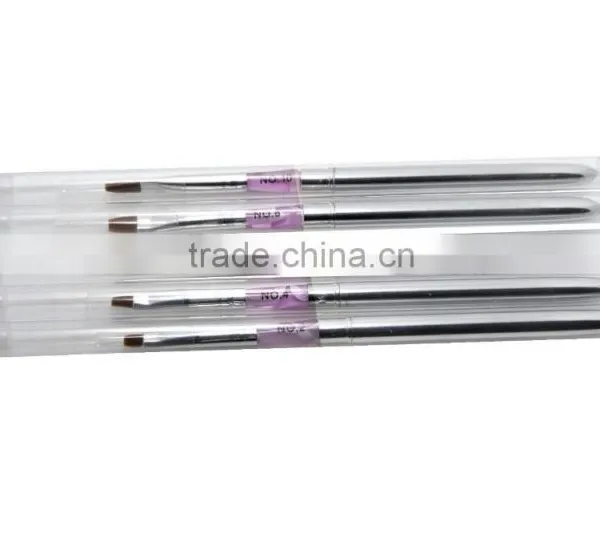 Compact Foldable Metal Handle Acrylic Nail Tip Art Brush Set Flat Brush 5 Pcs NO.2 4 6 8 10 photo-2