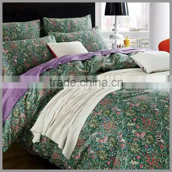 Cotton Reactive Printed Bedding Sets and Comforter Cover/ Green Base With Dense Flowers Printing Duvet Cover and Pillow Covers photo-2