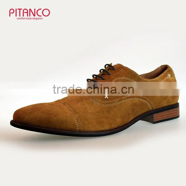Tan Suede Leather Lace-up Mens Dress Shoes photo-2