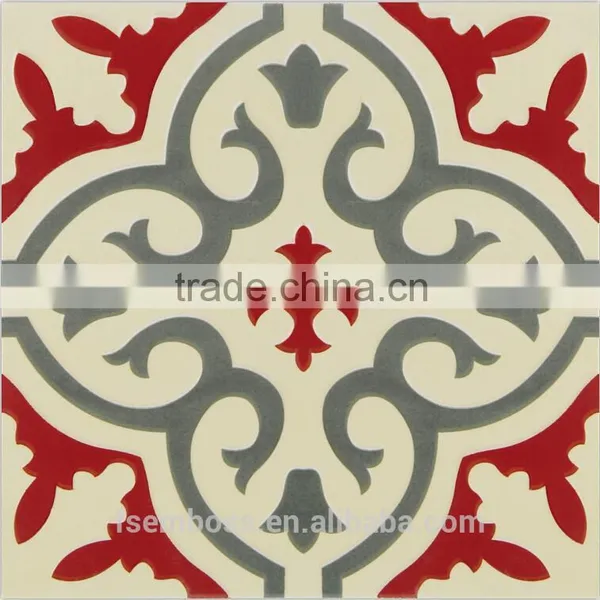 200*200mm Red Color Moroccan Decorative Wall Tile Non-slip Kitchen Floor Tile photo-4
