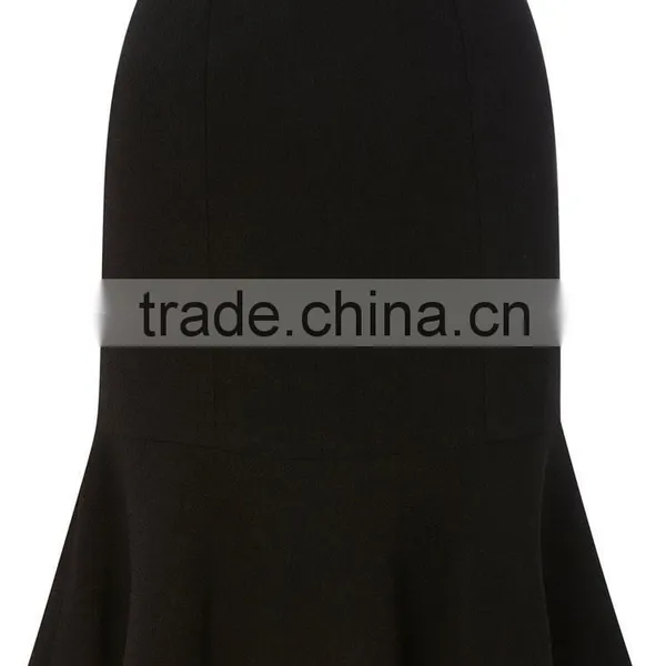 2015 Latest Women Fashion Black Petite Trumpet Skirt Design
