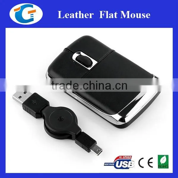 Leather Material Slim Wired Mouse for pc photo-4