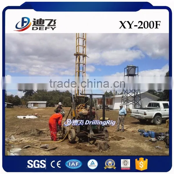 XY-200F Trailer Mounted Borehole Drilling Machine, 200m Water Well Drill Rig