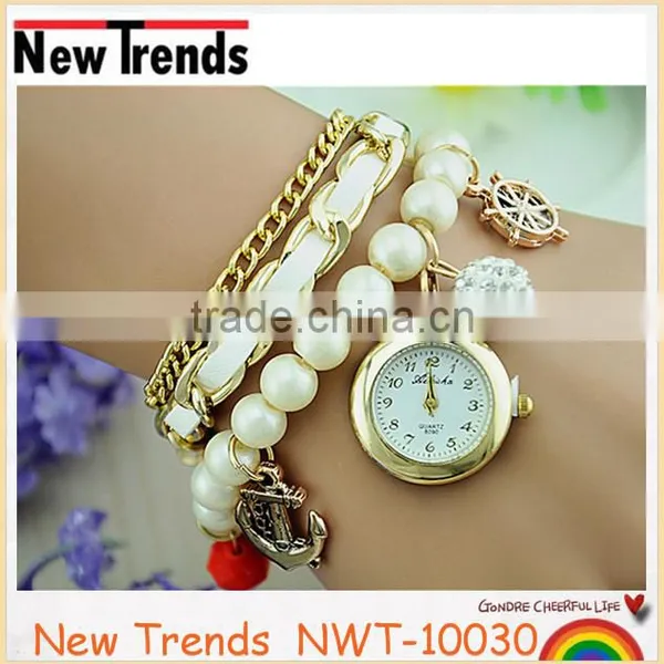 2015 High Quality Fashion Pearl Ladies Wrist Watch Pearl Bracelet Watch photo-4