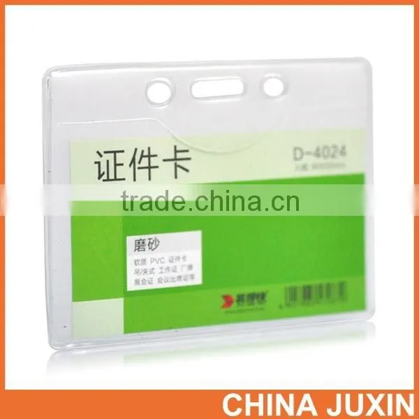 Vertical Style Clear PVC Business ID Badge Card Holder Case With Slot & Chain Holes photo-6
