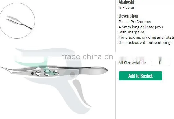 Akahoshi Phaco PreChopper 4.5mm Long Delicate Jaws With Sharp Tips, Combo PreChopper, Nucleus Cracker, Dodick Nucleus Cracker