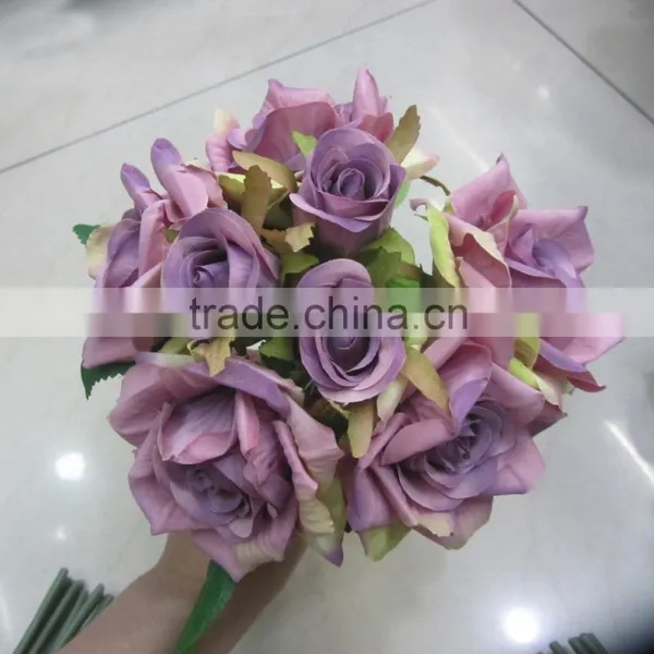 Hot Sale Silk Rose Flower Wedding Bouquets With Holder photo-5