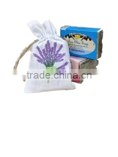 HANDMADE SMALL MINI LINEN BAG WITH SILK RIBBON photo-2